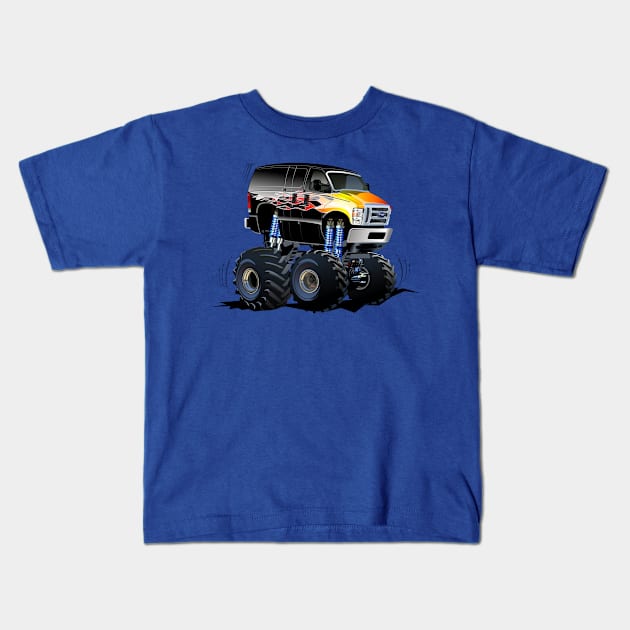 Cartoon monster truck Kids T-Shirt by Mechanik